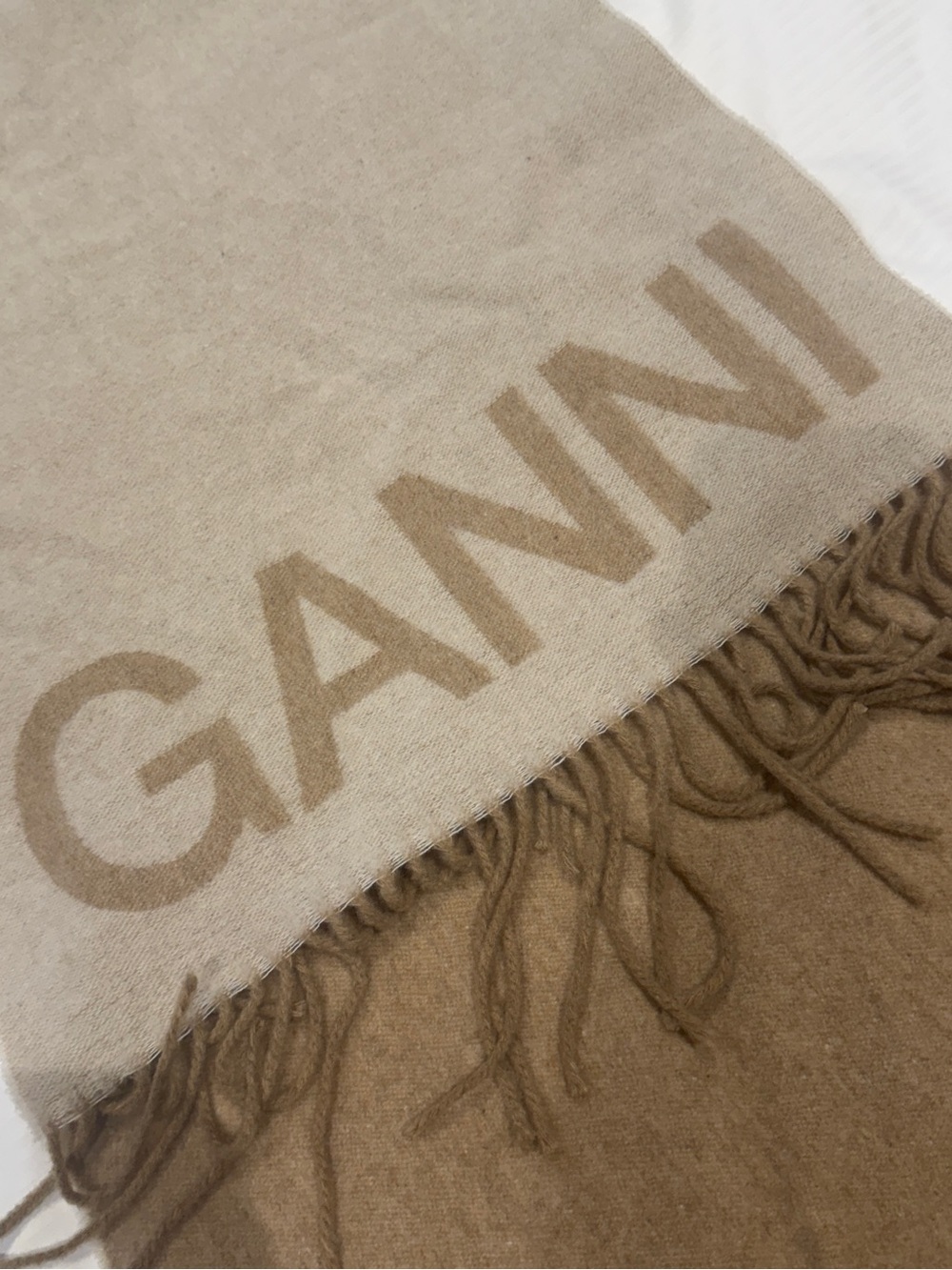 NEW GANNI fringed wool scarf